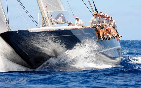 Hanuman’s crew looks for the mark while heading upwind near Necker Island