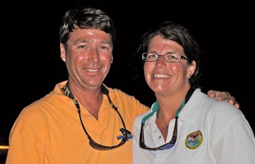 Captain Dale Lackey from Caramba and SC Governors Billfishing Series Cup Tournament Coordinator Amy Dukes after the final event. Photo by Jeff Dennis 