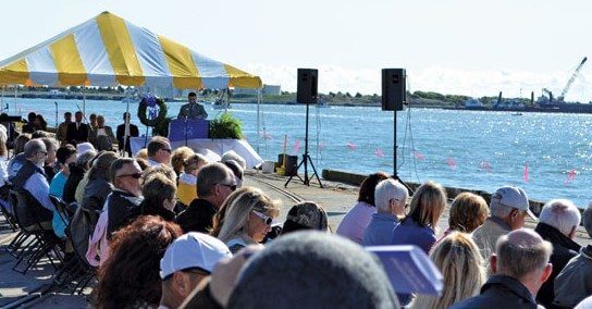 stuff-658a Fishermen, families, friends and visitors attend the Blessing of the Fleet ceremony. Photo by Helen Aitken