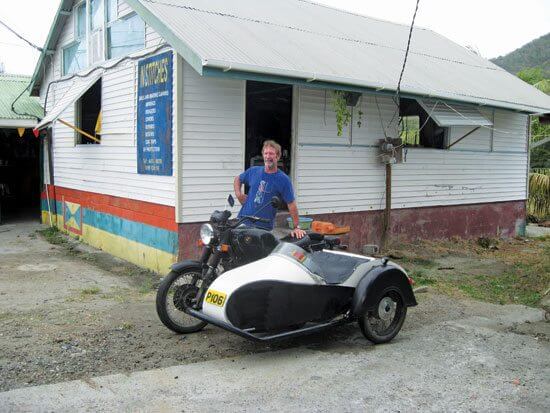 The famous motorcycle and sidecar. Photo by Janet Hein