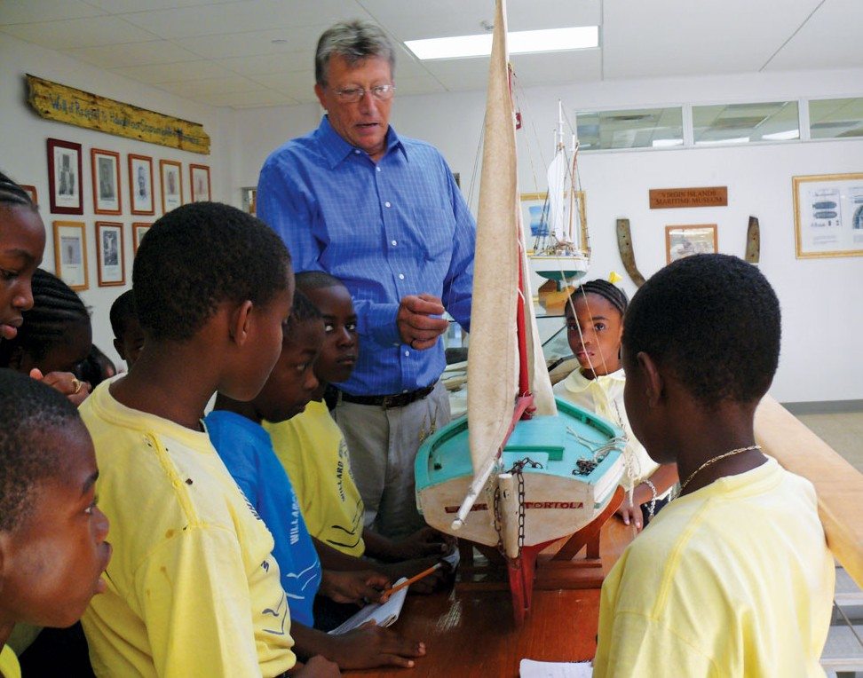 Curator Geoffrey Brooks accompanies students on a tour of the Virgin Islands Maritime Museum. Photo courtesy of Geoffery Brooks