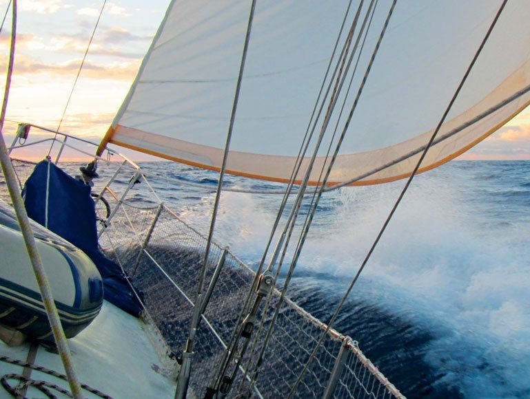 As night approaches, perhaps reefing might be a good idea. Photo by Birgit Hackl