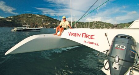 Fatty raced as tactician aboard Joe Colpitt’s 56-foot Gold Coast catamaran, Virgin Fire, many times and had the honor of finishing in first place twice in the highly competitive multihull class of the Heineken Regatta of Sint Maarten.