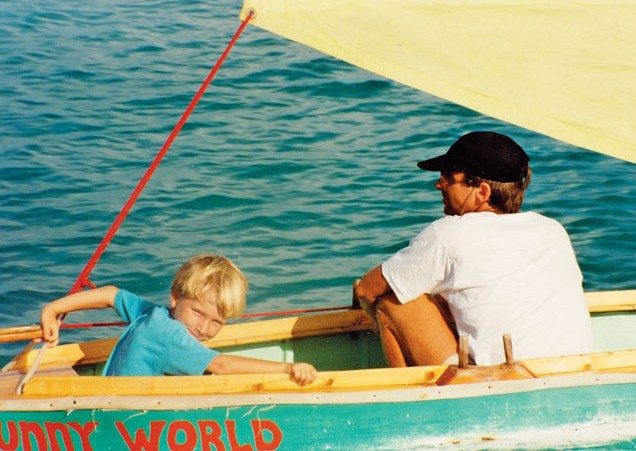 Kess sailing Funny World with his Pop. Photo by Janet Hein
