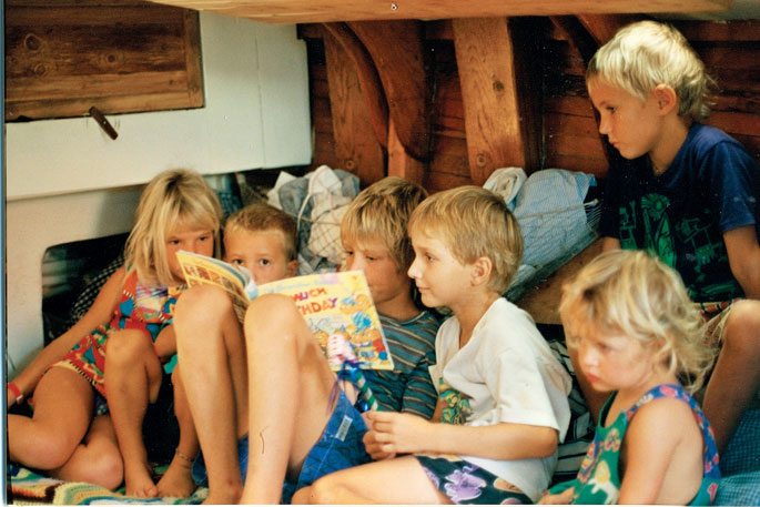 Boat cruising with kids. They’re all grown up now and successful. Photo by Janet Hein