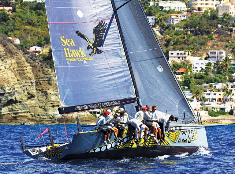 St Maarten Heineken Regatta: In CSA 1, Mark Chapman’s Ker 11.3 Dingo dominated the class. Photo: OceanMedia