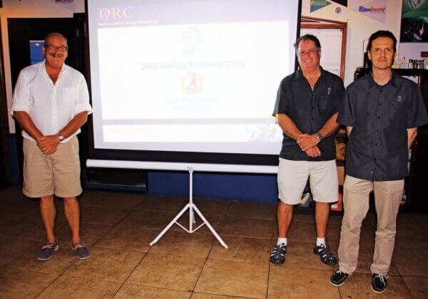 Offshore Racing Congress St Maarten : ORC presentation at the Sint Maarten Yacht Club, from left: Paul Miller, Zoran Grubisa and Dobbs Davis. Photo: OceaMedia