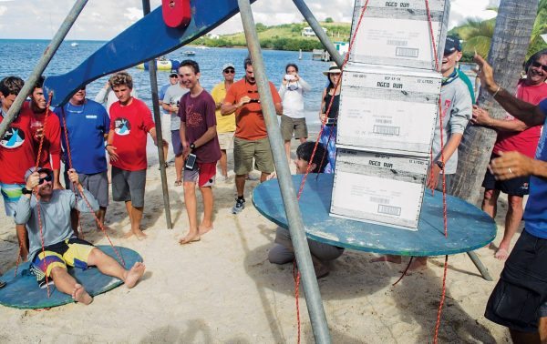 24th St. Croix Internatioal Regatta Scott Stanton wins his weight in Cruzan Rum – Five cases. Photography by Emelyn Morris Sayre