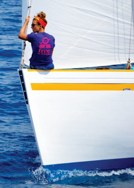 Arden Astin, crewed on Free during the Antigua Classic Yacht Regatta 2016. Photo: Jan Hein