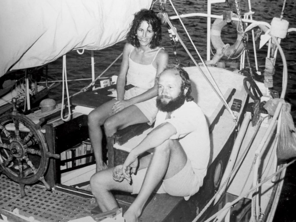Thirty years ago and a lot of water under the keel … Stan and Cora aboard Ambler in Uruguay
