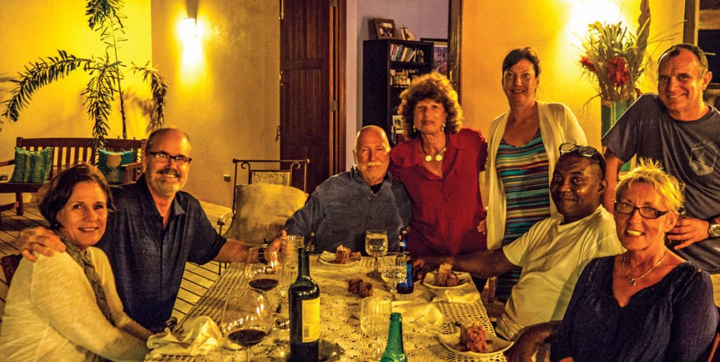 Party in Cindy’s honor (from left): Barb and Tom Gerker of Parts & Power, Fatty and Carolyn Goodlander, Cindy and guests