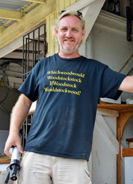 Jim Child and the famous shirt. Photo by Jan Hein