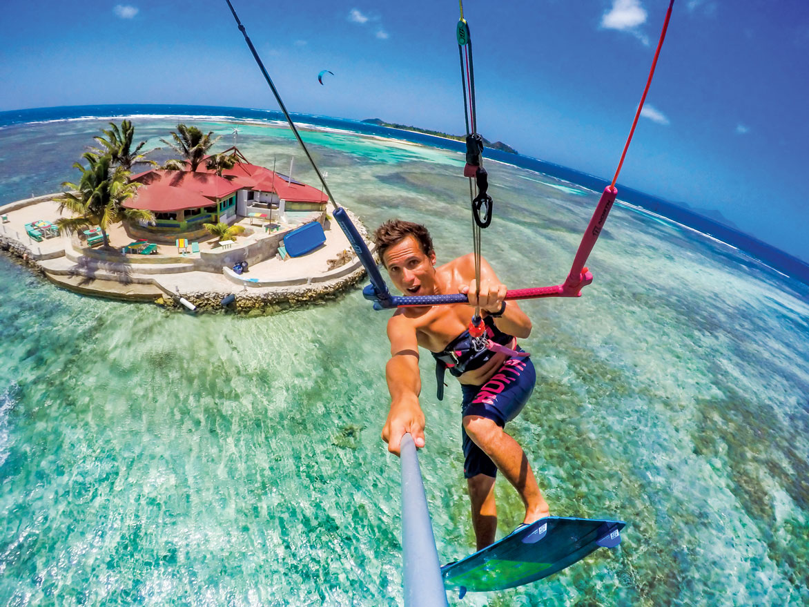 Kite surfing near Happy Island, Union Island-SVG. Photo Credit-Jeremie Tronet- JT Pro center