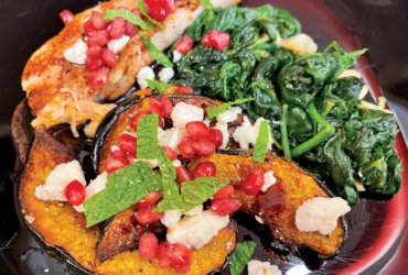 POMEGRANATE-GLAZED CHICKEN & ACORN SQUASH