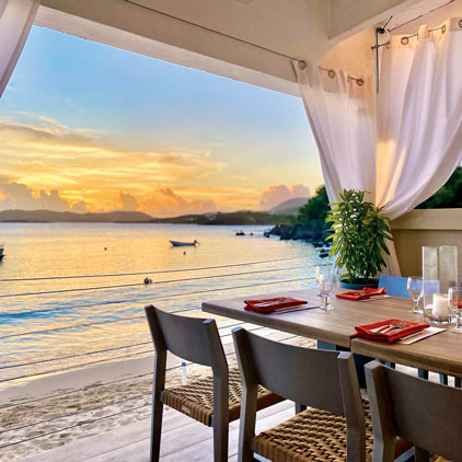 Sunset Grille dining room at sunset