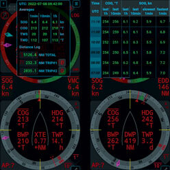 Sailing instrument average logbook night