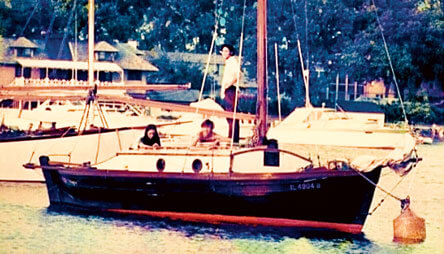 Cap’n Fatty, with Lusty Laura and Gorgie Porgie, aboard his double-ender