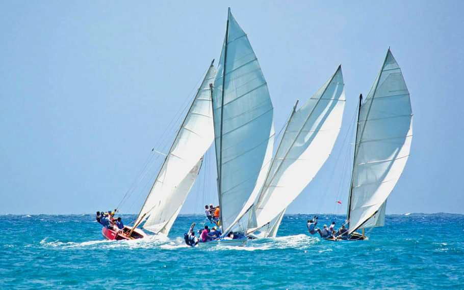 Bequia 28 ft Double-Ender racing. Photo courtesy of Wilfred Dederer