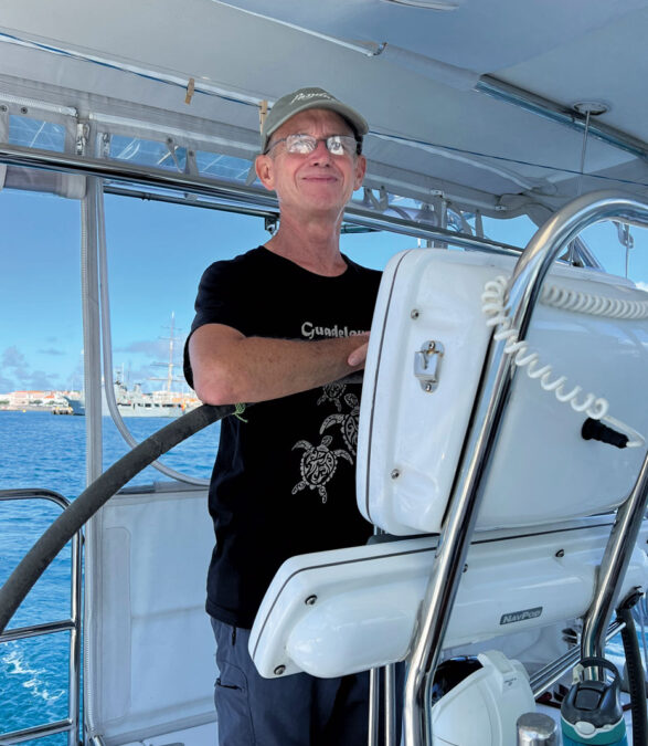Bob driving Pandora to the Azores. Credit Bob Osborn