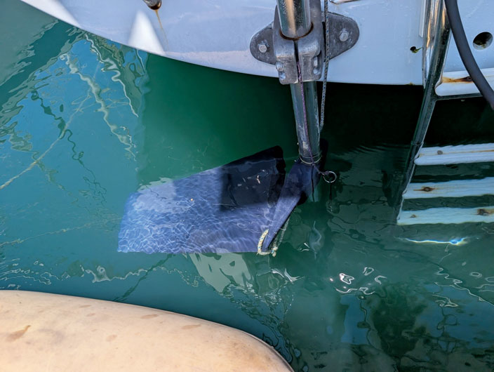 SV Pandora’s orca-broken rudder. Credit Bob Osborn
