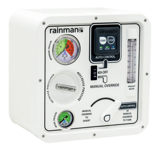 Rainman Desalination's new automated watermaker control panel with Bluetooth app connectivity
